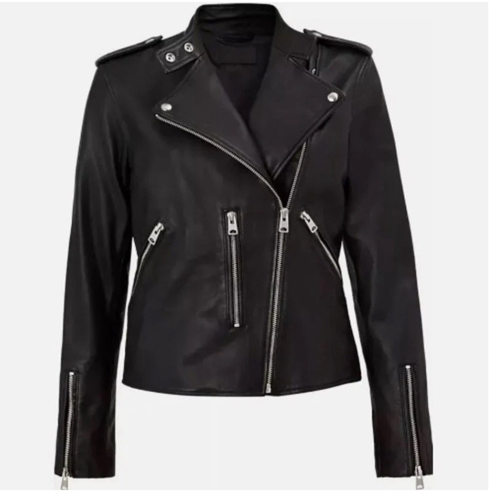 AllSaints Klyn Black Leather Biker Jacket
